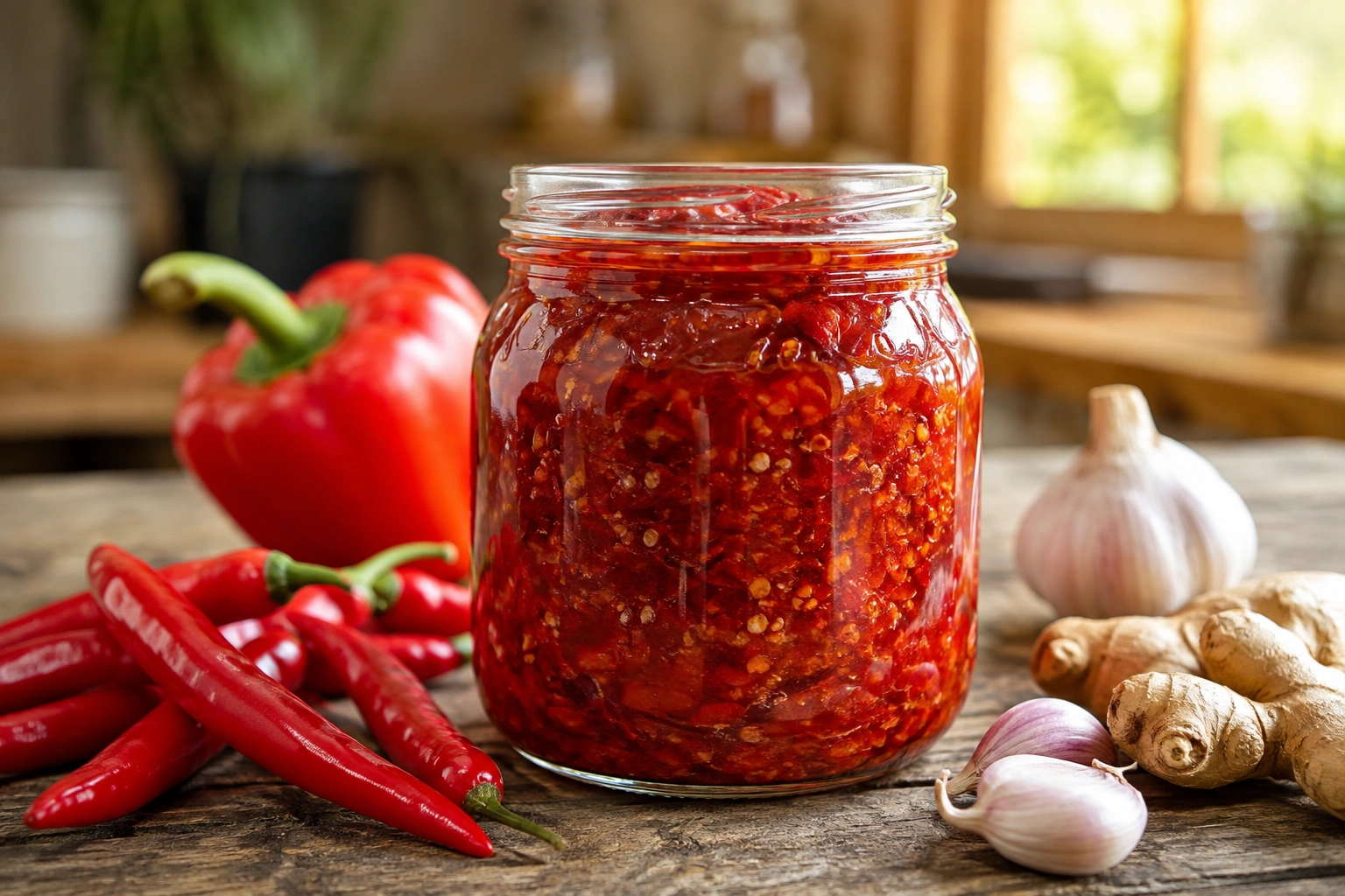 Sealed jars of homemade chilli jam