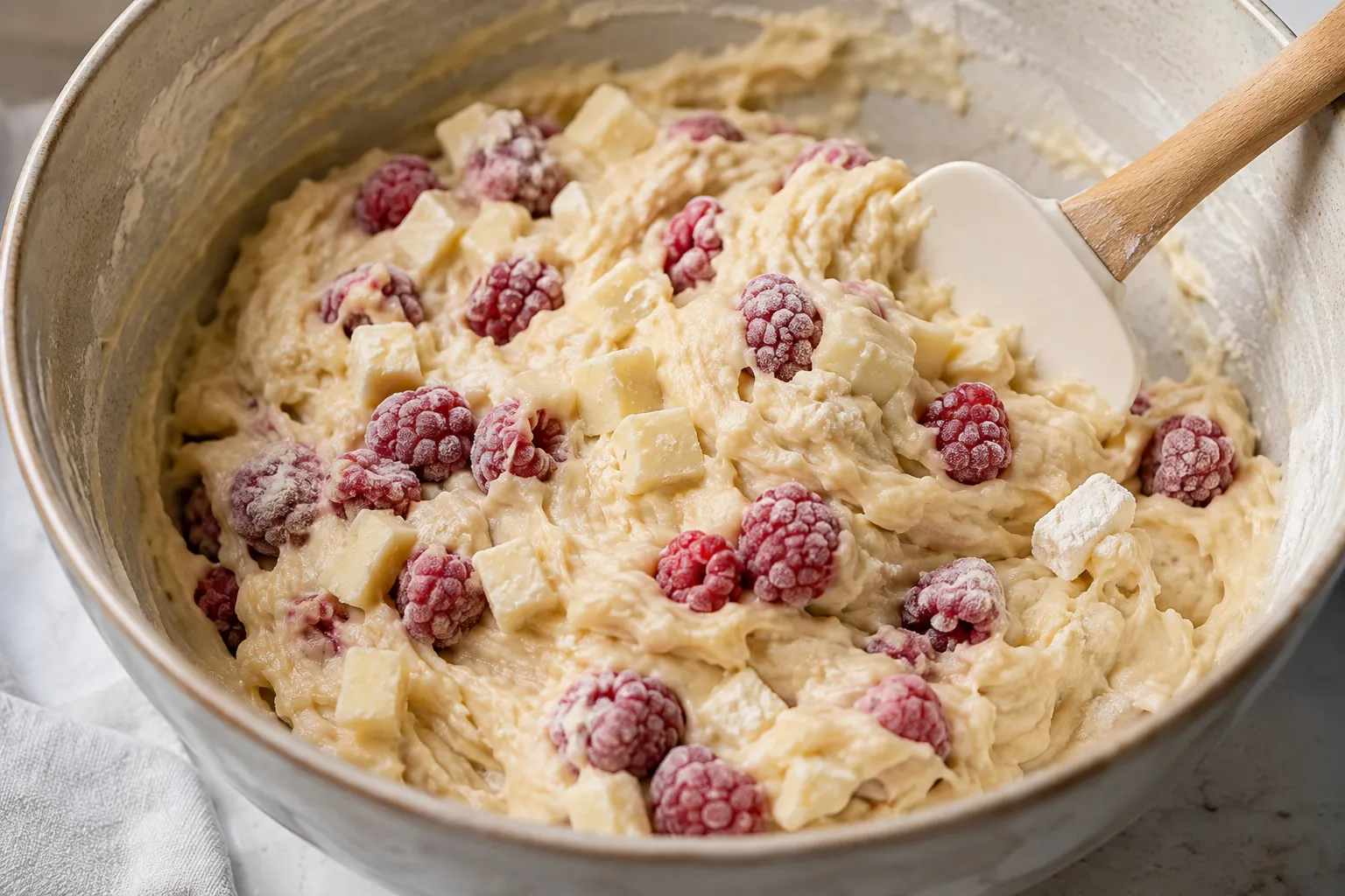 Method 5 — Gently Folding in Raspberries and White Chocolate